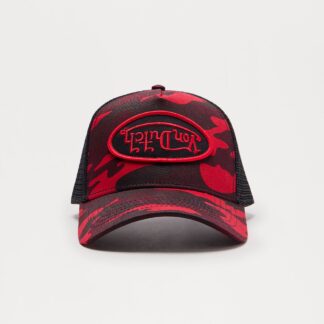 Gorra Camionero Estilo Camuflado en Rojo y Negro