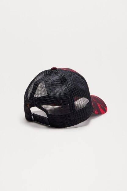 Gorra Camionero Estilo Camuflado en Rojo y Negro - Image 3