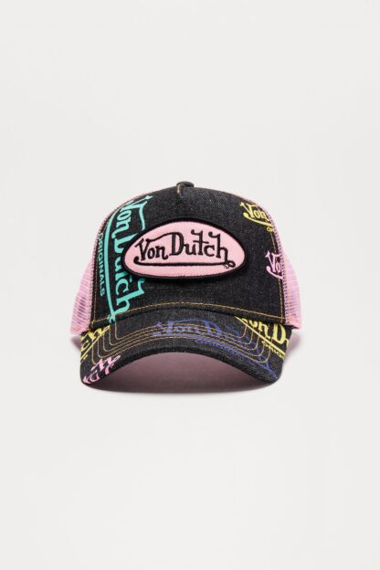 Gorra Trucker de Denim Oscuro con Logo Rosa - Image 3
