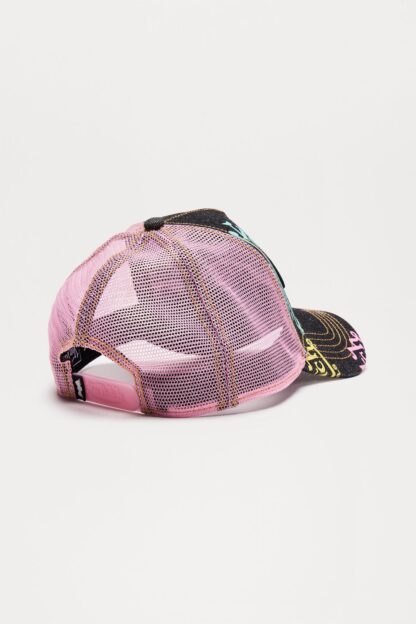 Gorra Trucker de Denim Oscuro con Logo Rosa - Image 4